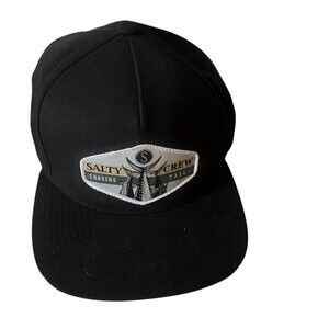 Salty Crew Chasing Tail Snapback Hat Mens One Size Black 5-Panel Fishing